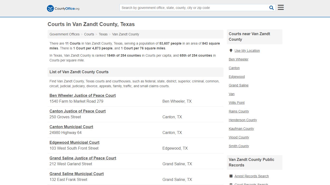 Courts - Van Zandt County, TX (Court Records & Calendars)